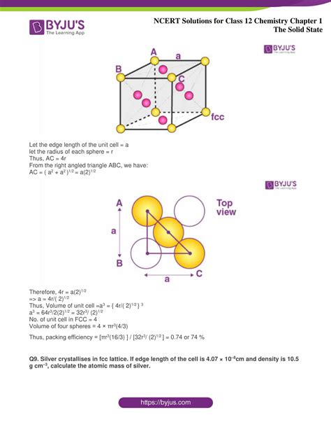 NCERT Solutions for Class 12 Chemistry Chapter 1 The Solid State