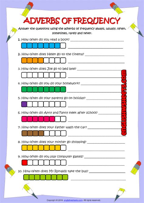 a printable worksheet with the words adverbs of freebiency