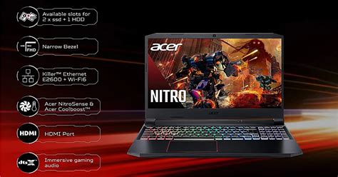 Acer Nitro 5 gaming laptop with 10th Gen Intel processor, Nvidia ...