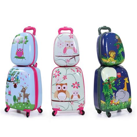 Lowestbest - Lowestbest Kids Suitcase for Boys/ Girls, 2Pcs Kids Suitcases and Luggage, Rolling ...