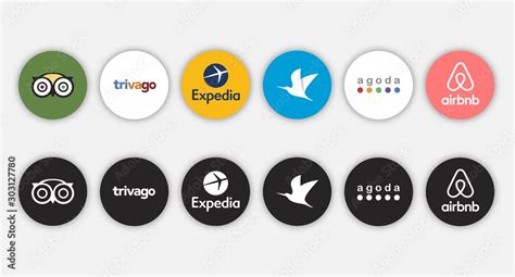 Set of social network travelling application icon, social media logos ...