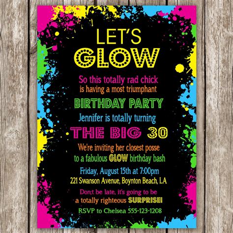 Free Printable Glow In The Dark Birthday Party Invitations - Free Printable