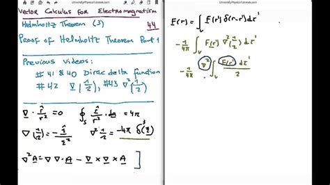 Vector Calculus for Electromagnetism 44 : Helmholtz Theorem Proof Part 1 - YouTube