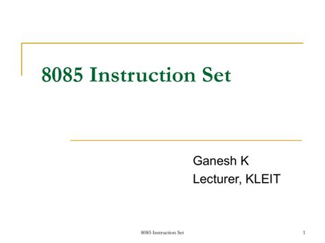 8085 Instruction Set