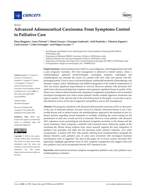 (PDF) Advanced Adrenocortical Carcinoma: From Symptoms Control to ...