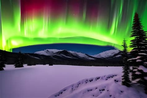 Premium AI Image | A Beautiful Green and Red Aurora