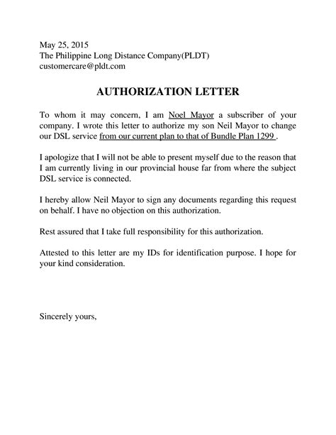 Authorization Letter For Disconnection Pldt Sample Co - vrogue.co