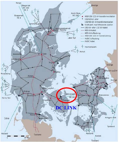 1-East and West Danish electricity transmission grid in 2030 according ...