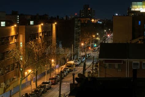 A Calm and Very Quiet Street during the Night, Bronx, NY, USA Stock ...