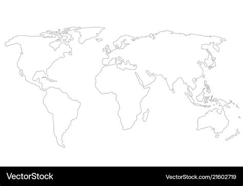 Outlines world map Royalty Free Vector Image - VectorStock