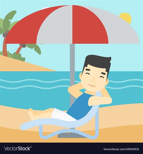 Man relaxing on beach chair Royalty Free Vector Image