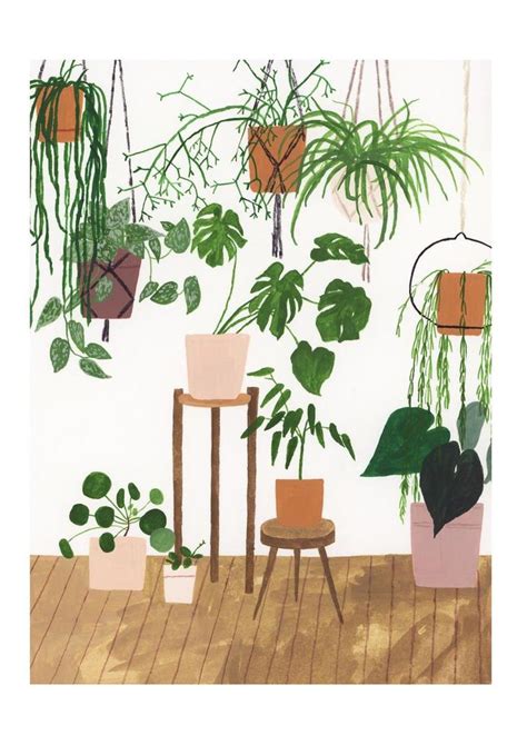 A4 Potted houseplant giclee print | Plant art, Plant drawing, Plant ...