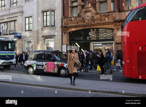 LONDON, UK - February 16, 2018: Oxford Circus tube station building, on ...