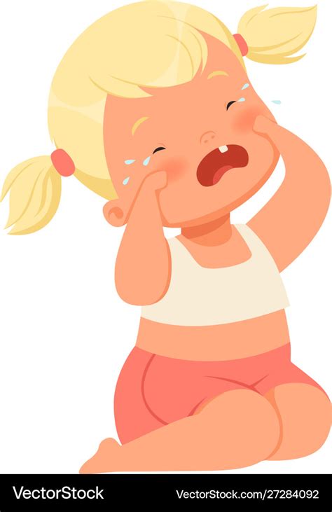 Little girl is crying Royalty Free Vector Image