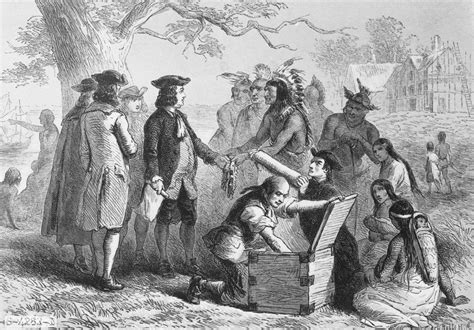 Illustration of William Penn and Native Americans Making Treaty posters & prints by Corbis