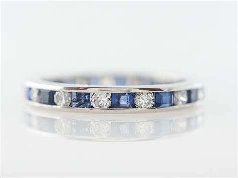 Sapphire & Diamond Eternity Band in Platinum - Filigree Jewelers