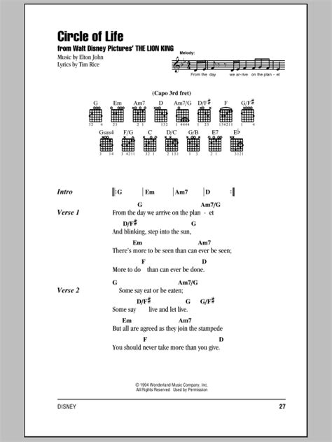 Circle Of Life by Elton John - Guitar Chords/Lyrics - Guitar Instructor