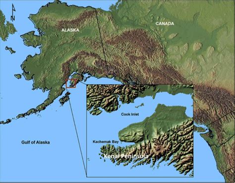 Kachemak Bay on the east side of lower Cook Inlet located in south ...