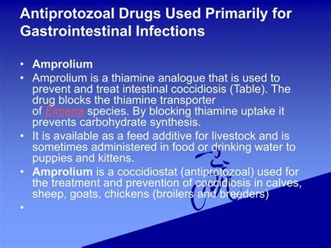 Antiprotozoal drugs classification,mechanism of action uses and adverse ...