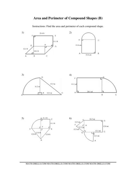 Compound Shapes: Area and Perimeter Worksheet for 6th - 7th Grade | Lesson Planet