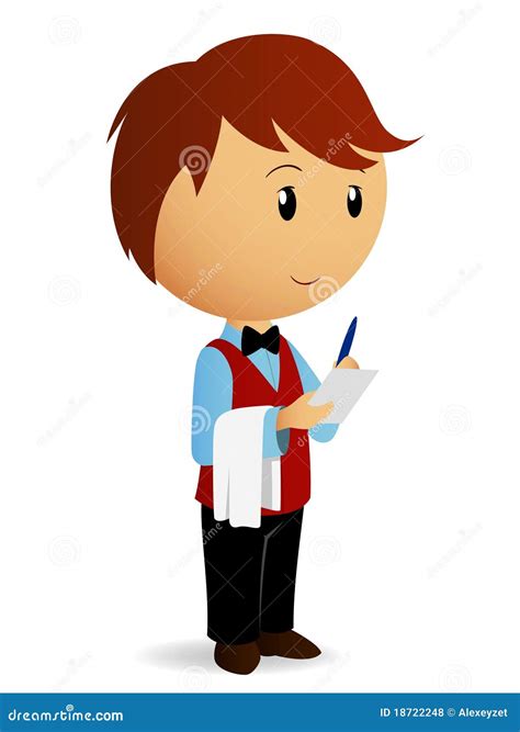 Cartoon Waiter And Waitress Stickers Vector Illustration ...