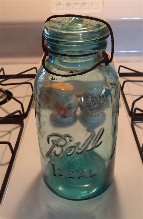 Vintage Blue Ball Ideal half gallon mason jar with blue glass lid and ...