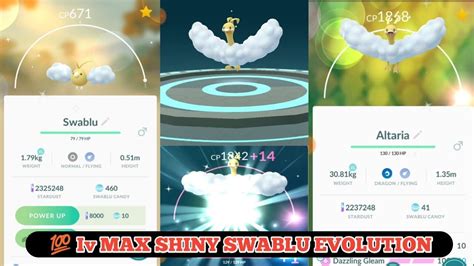 Pokemon Go 100IV Max Shiny Altaria Evolution And Power Up to Max - YouTube