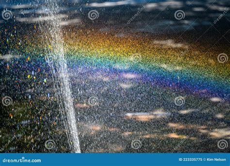 Closeup of Rainbow Caused by a Sprinkler on a Sunny Day, Abstract ...