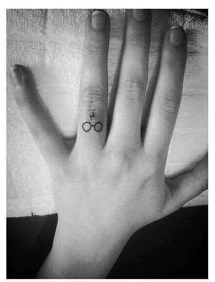 #Harry #Potter #tattoo on #finger #lightning #glasses #small #hand #finger #harrypotter | Harry ...