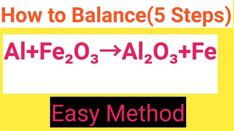 Al+Fe2O3=Al2O3+Fe Balanced Equation||Aluminum+Iron(III) oxide+Iron ...