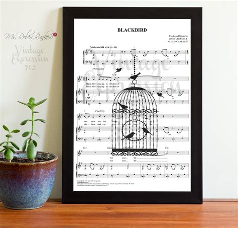 The Beatles Blackbird on Song Music Sheet Print