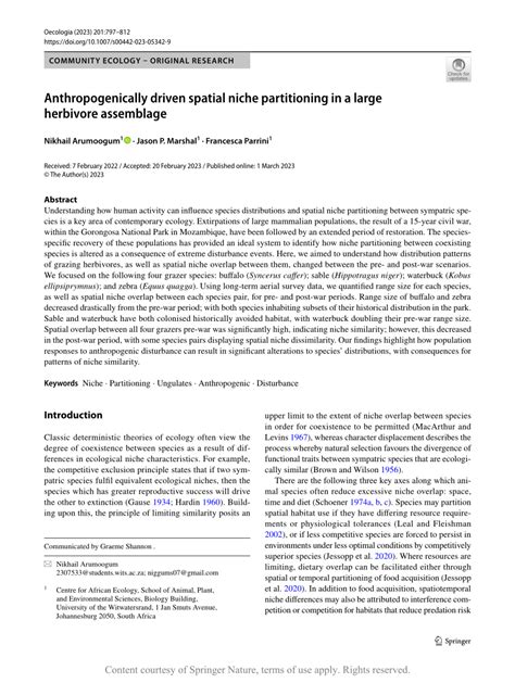 (PDF) Anthropogenically driven spatial niche partitioning in a large herbivore assemblage