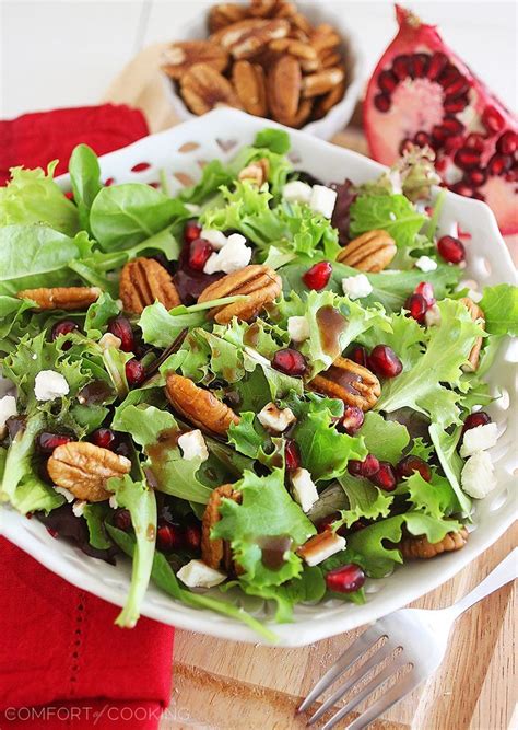 Mixed Green Salad with Pomegranate Seeds, Feta and Pecans – The Comfort of Cooking