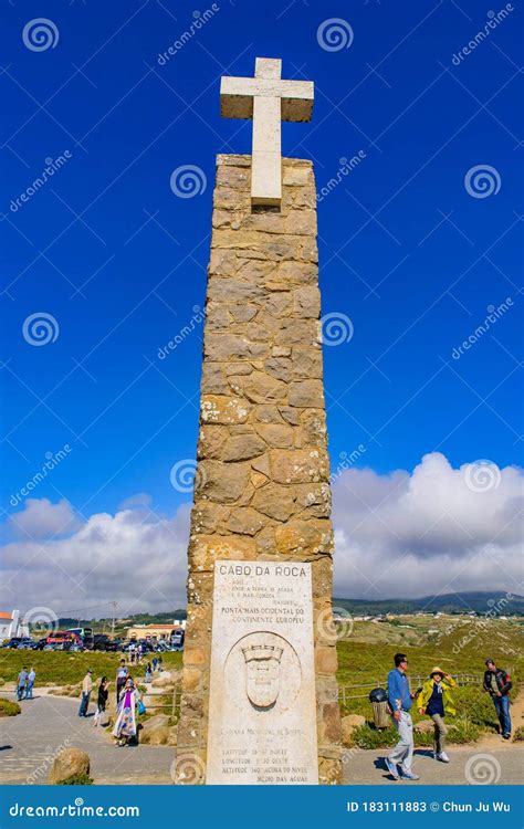 Monument of Cape Roca Cabo Da Roca, the Westernmost Point of Europe in Sintra, Portugal ...