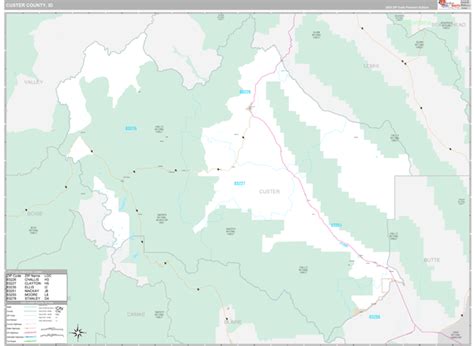 Custer County, ID Wall Map Premium Style by MarketMAPS - MapSales