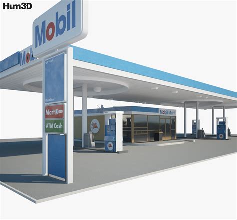 Mobil gas station 001 3D model - Architecture on Hum3D