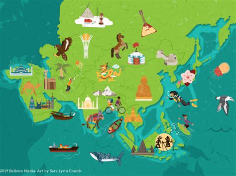 Asia cultural map by Sara Lynn Cramb on Dribbble