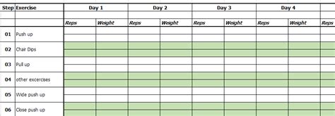 Workout Log Excel Template