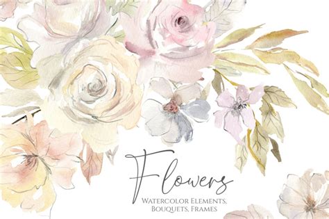 Watercolor & Pencil Flowers By WatercolorFlowers | TheHungryJPEG