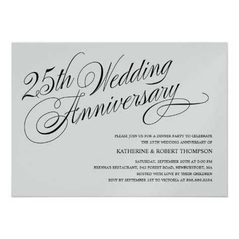 Silver Wedding Anniversary Invitations 5" X 7" Invitation Card | Zazzle