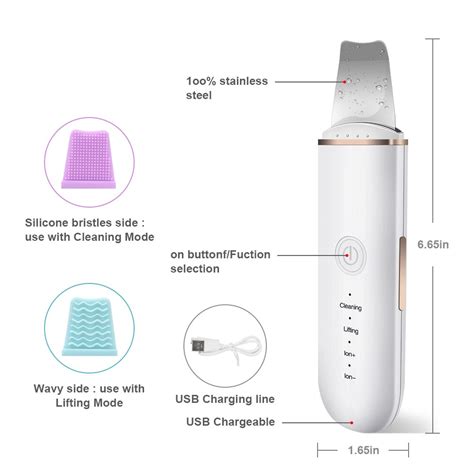 Ultrasonic Skin Scrubber Ion Deep Face Cleaner Blackhead Remover Face ...