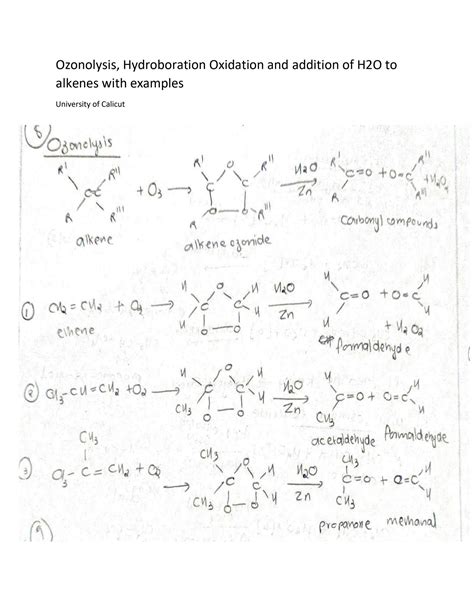 SOLUTION: Ozonolysis hydroboration oxidation addition of h2o to alkenes with examples - Studypool