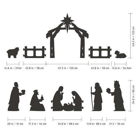UNOMOR Outdoor Nativity Scene Christmas Decoration, Silhouette Style, About 4 Feet Tall Church ...