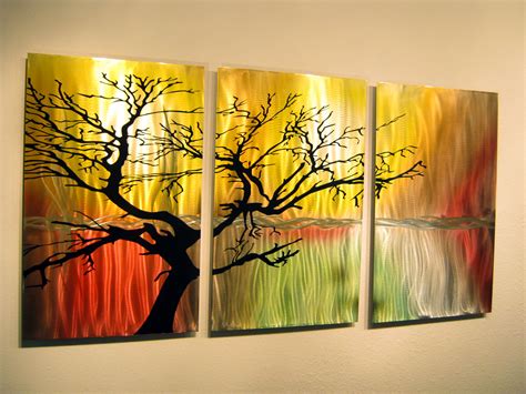 Tree in Silhouette- Metal Wall Art Contemporary Modern Decor- 3 panels on Storenvy