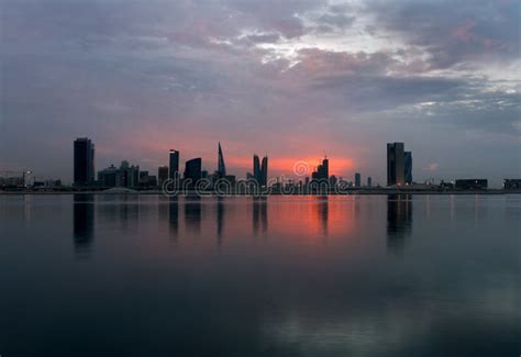 Beautiful Bahrain Skyline during Sunset Stock Image - Image of offices ...