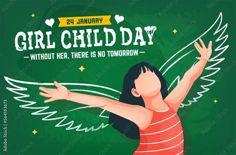 National girl child day celebration concept banner template design on ...