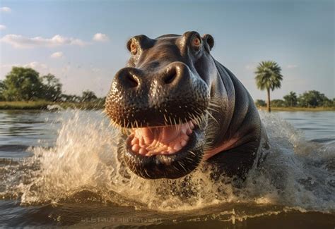 Premium AI Image | Hippopotamus in its habitat