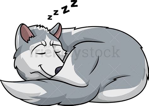 Sleeping Wolf Cartoon Clipart Vector - FriendlyStock