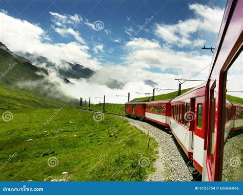 Train in Switzerland (Oberalppass) Stock Photo - Image of passager ...