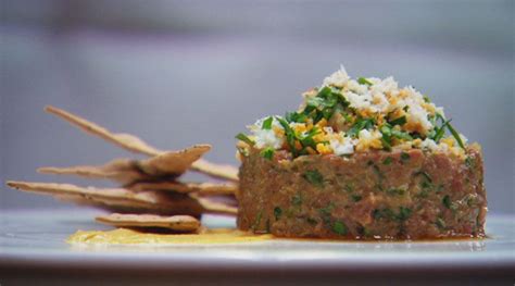 Steak Tartare and Pumpernickel Crackers | Steak tartare, Masterchef ...